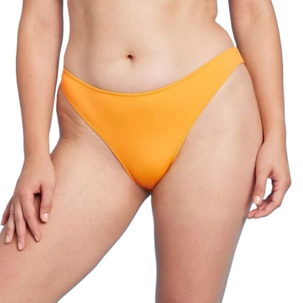 Shade & Shore Large 12-14 Yellow Gold High Leg & Extra Cheeky Bikini Swim Bottom